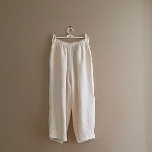 Flax cream white linen pants - high quality linen